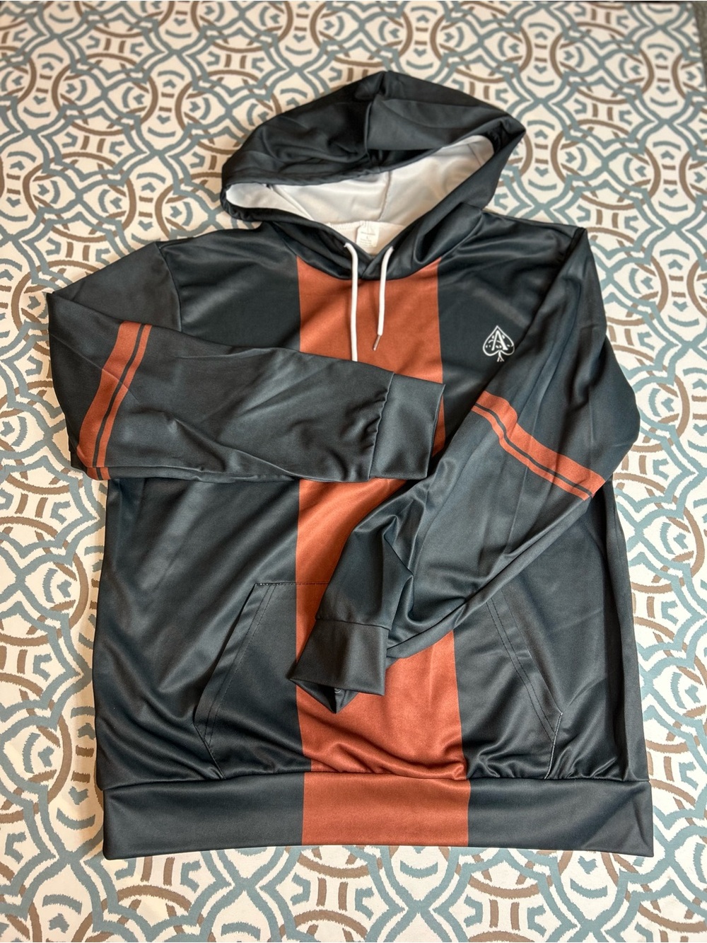 Men's Black & Rust Hooded Performance Pullover
